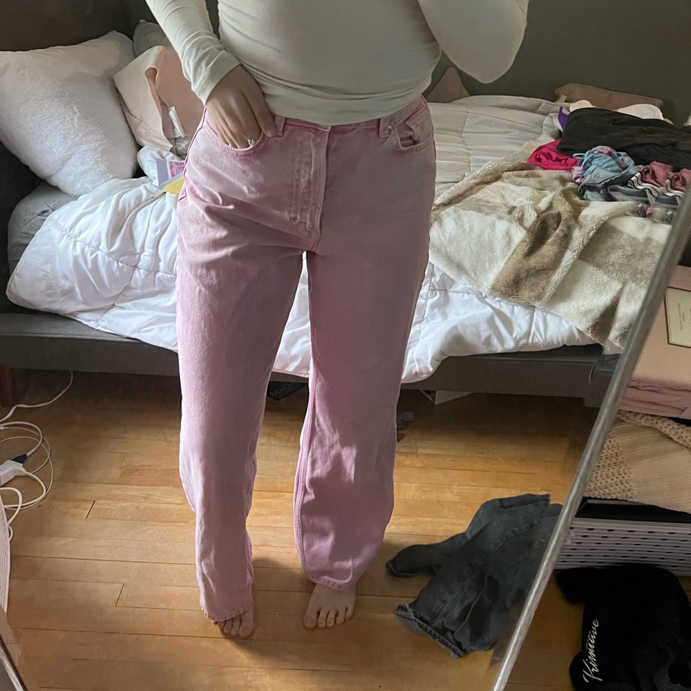 Pink zara wide leg jeans!